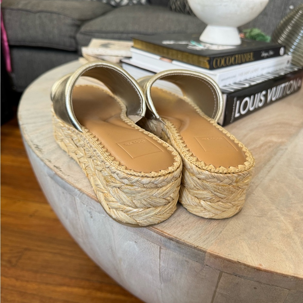 Dolce Vita Beige Woven Espadrille Platform Slides